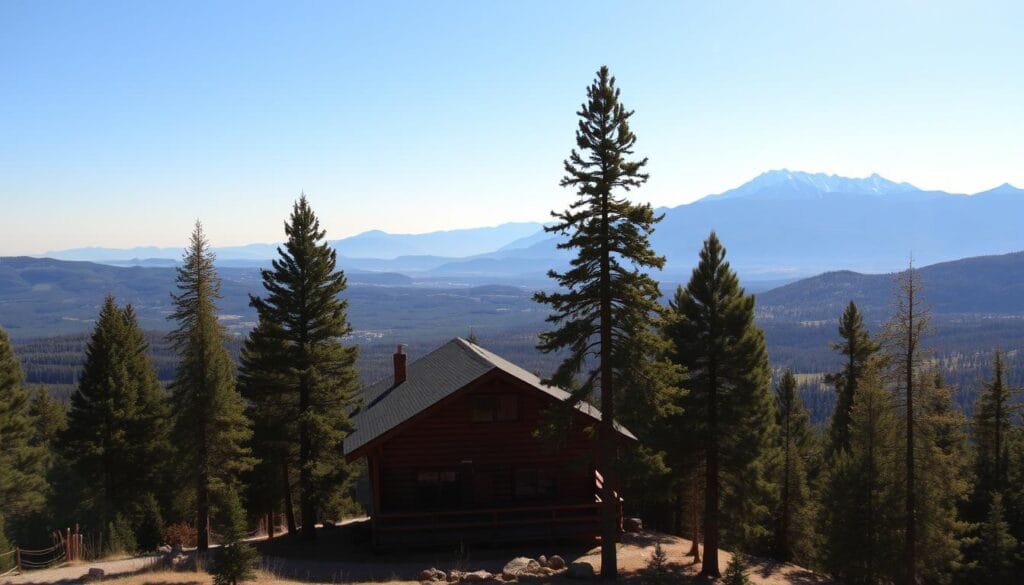 Panoramic views from hilltop cabin Panoramic views from hilltop cabin
