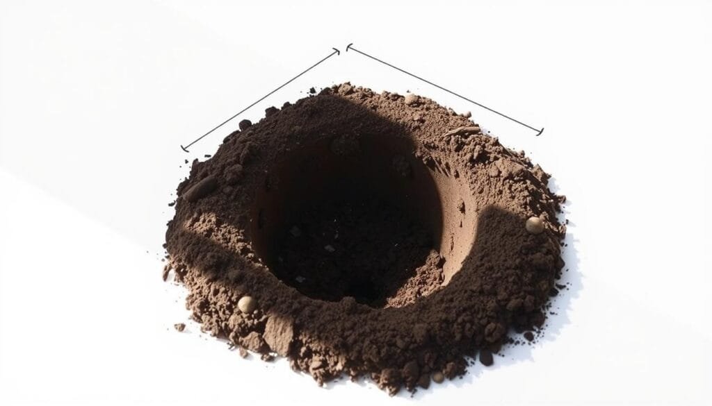 Percolation test hole dimensions