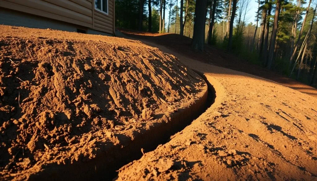 Proper soil grading for foundation drainage Proper soil grading for foundation drainage