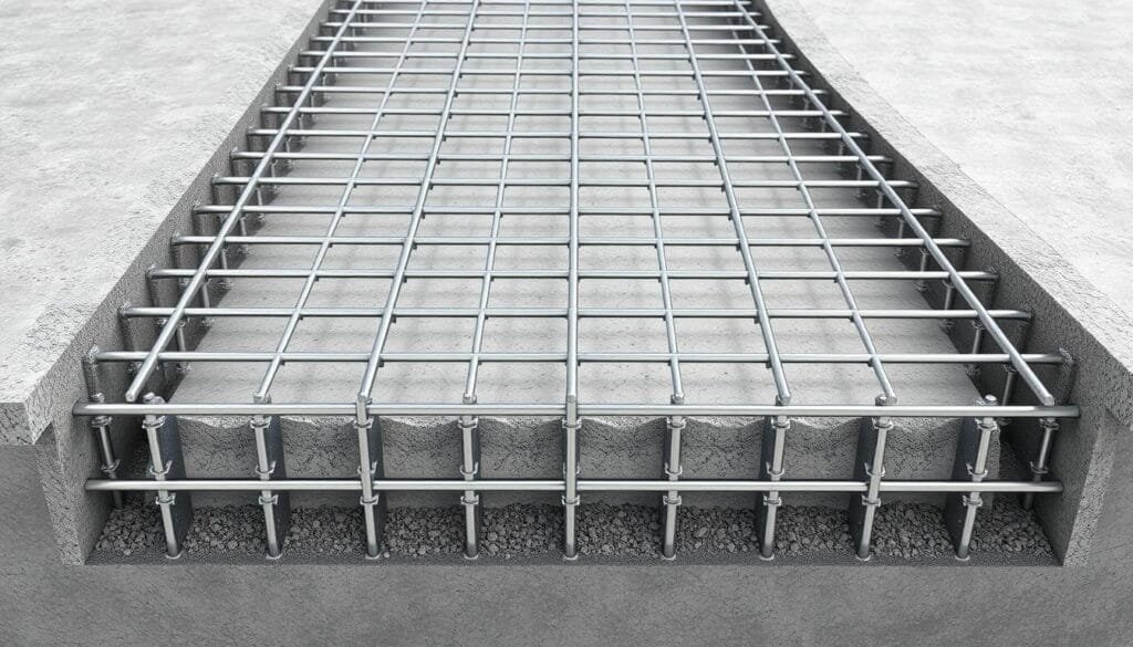 Steel reinforcement in slab foundation