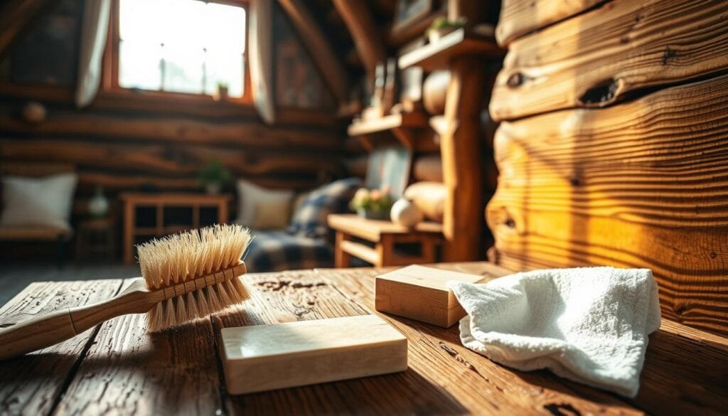 Wood cleaning techniques for cabin walls