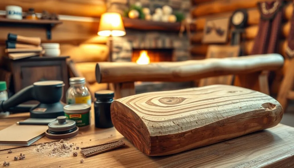 wood finishing techniques for log bench