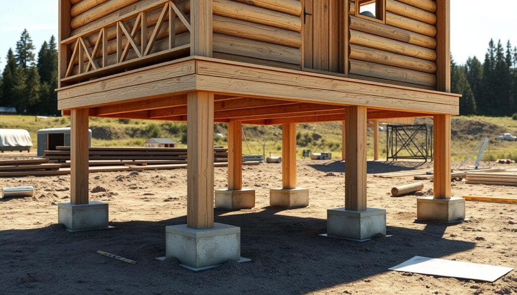 Detailed technical diagram of a pier foundation's structural limitations, showcasing load restrictions and critical points of stress. A clean, technical illustration captured with a wide-angle lens, illuminated by soft, even lighting to highlight the architectural components. Precise renderings of the pier's structural elements, including concrete piers, steel reinforcements, and load-bearing connections. The diagram conveys a sense of engineering precision, guiding the viewer through the key structural considerations for this type of foundation system.