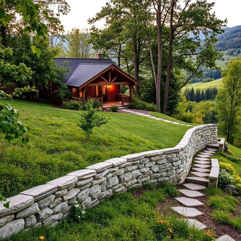 retaining wall for sloped cabin